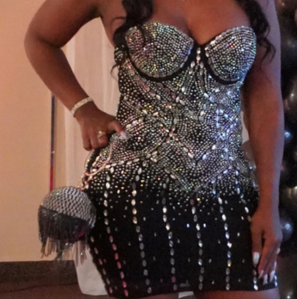 Black diamond party dress